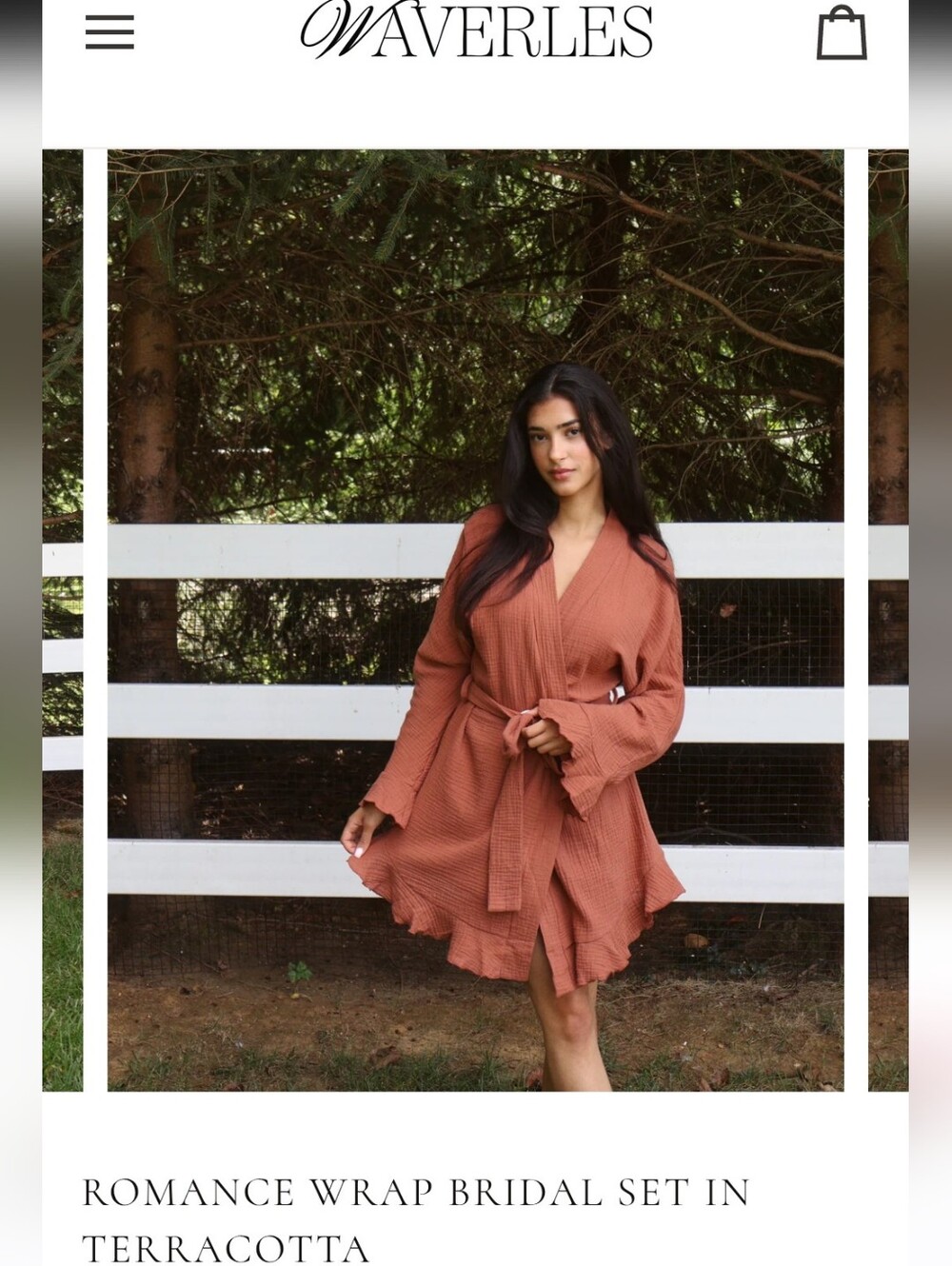 Waverly Romance Wrap Robe Sz M in Terracotta 100% Cotton